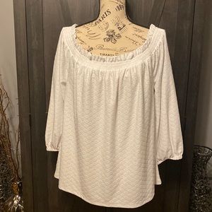Michael Kors off the shoulder eyelet shirt